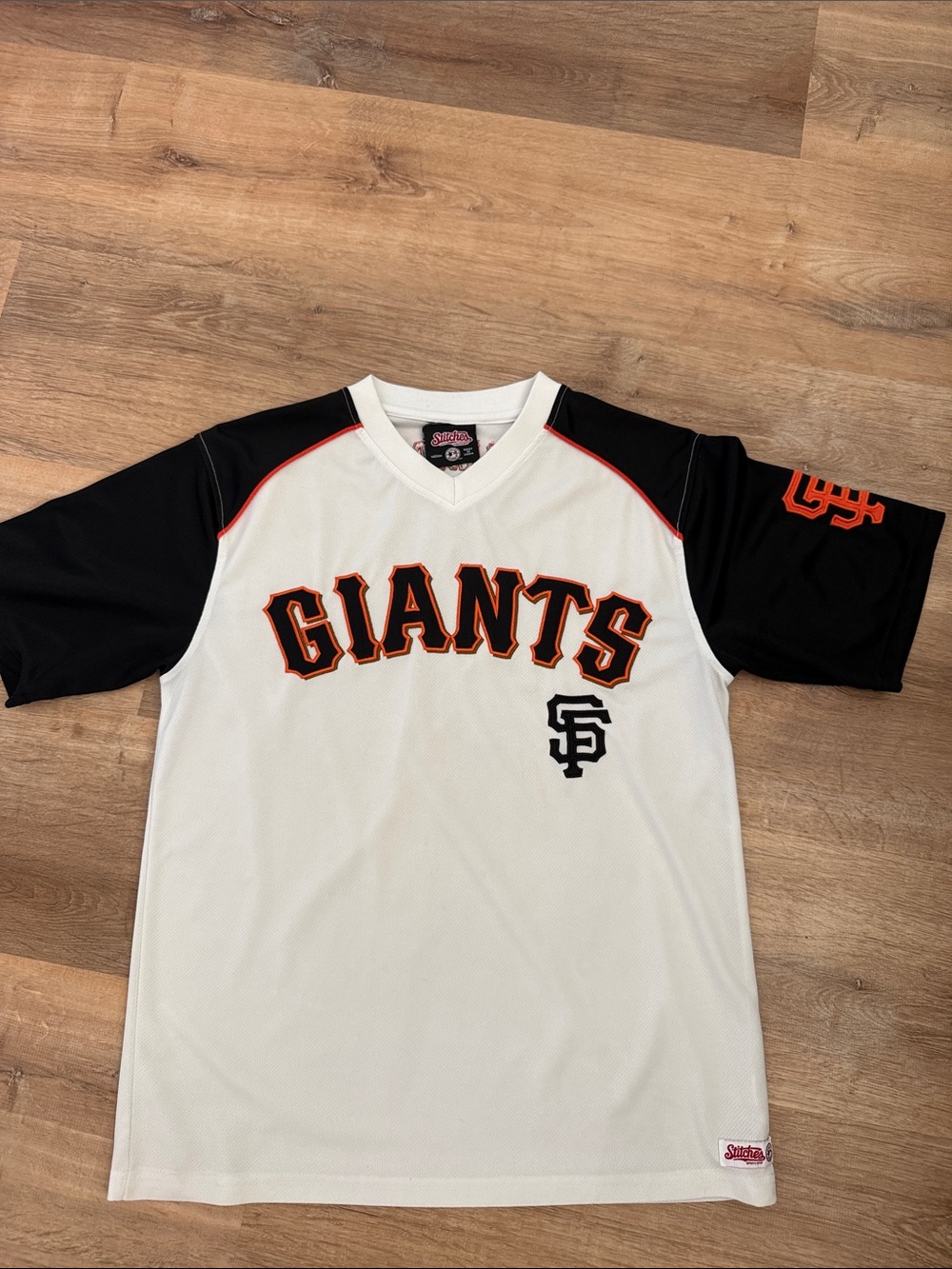 Stitches White Black and Orange "GIANTS" Embroidered Baseball Jersey